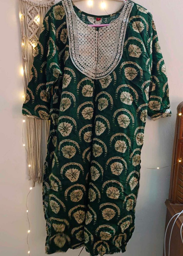 Women Green Kurta 5XL