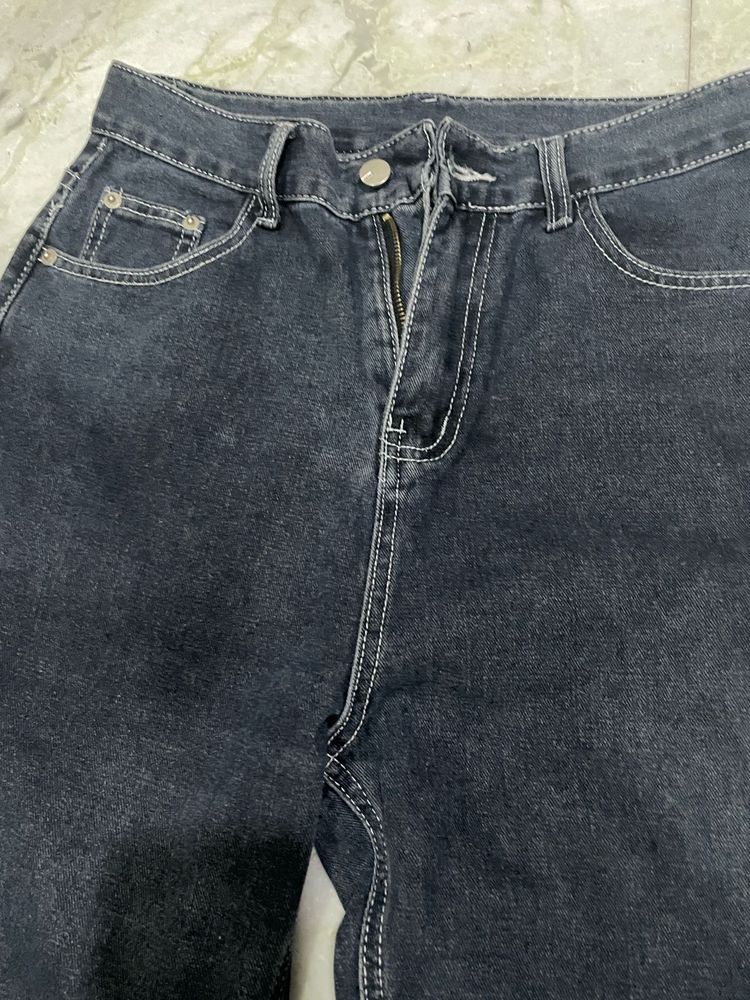 Off Black Straight Jeans
