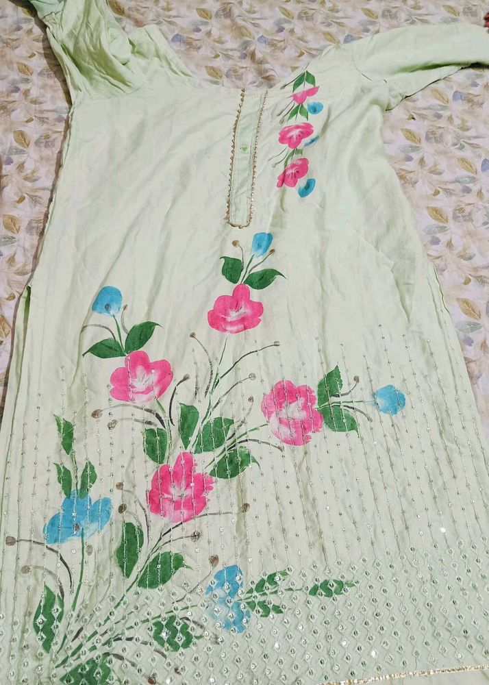 Hand-Painted Florals Kurti