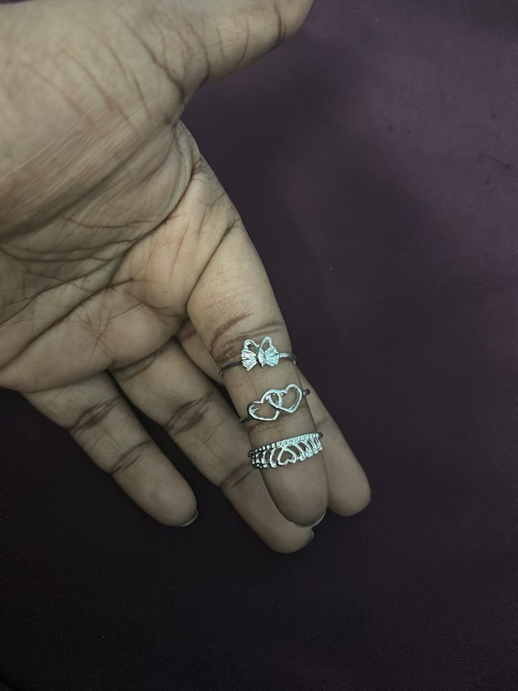 Artificial Silver Rings Set