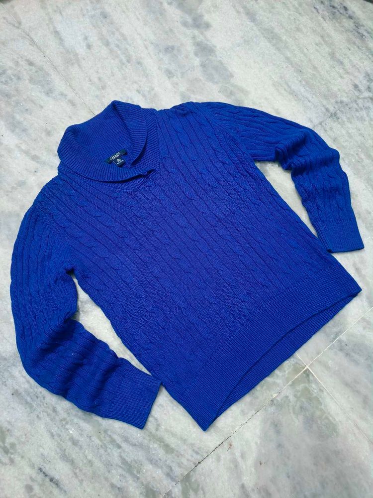 Blue Cable Knit Sweater