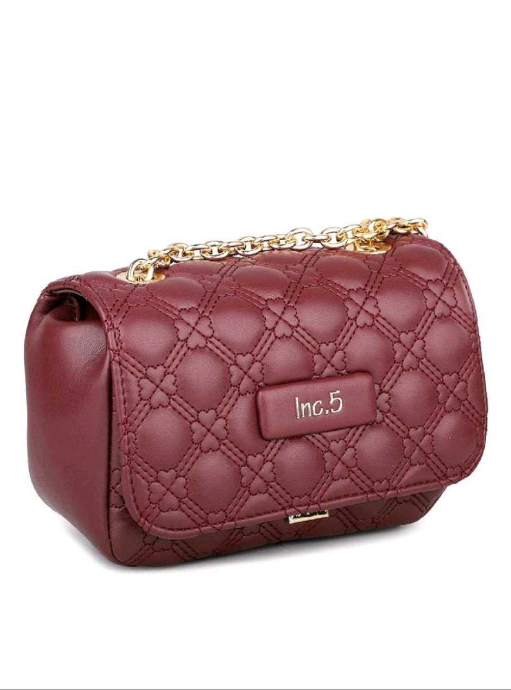 INC.5 Women Wine Quilted Sling Bag