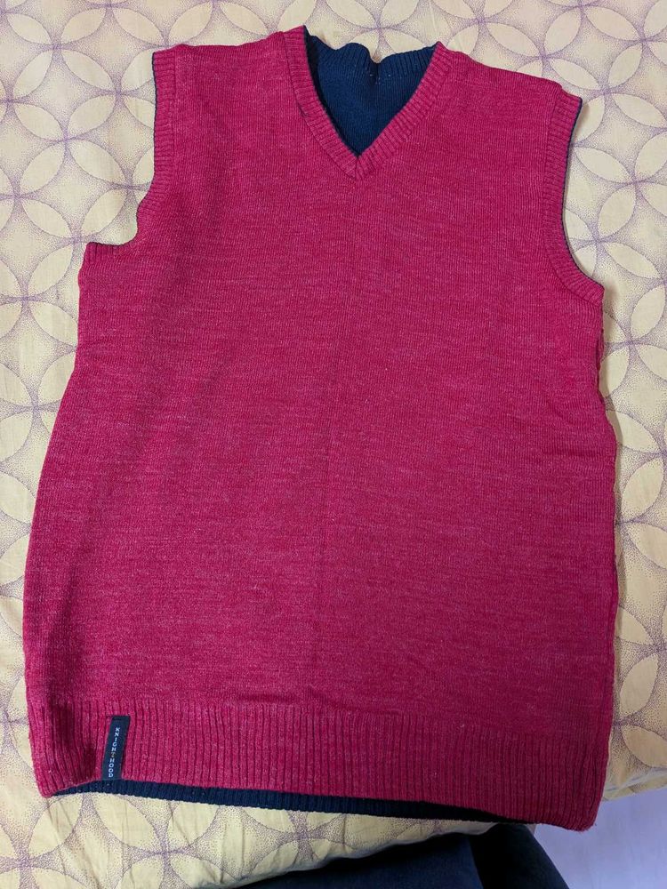 Red Sleeveless Sweater Vest