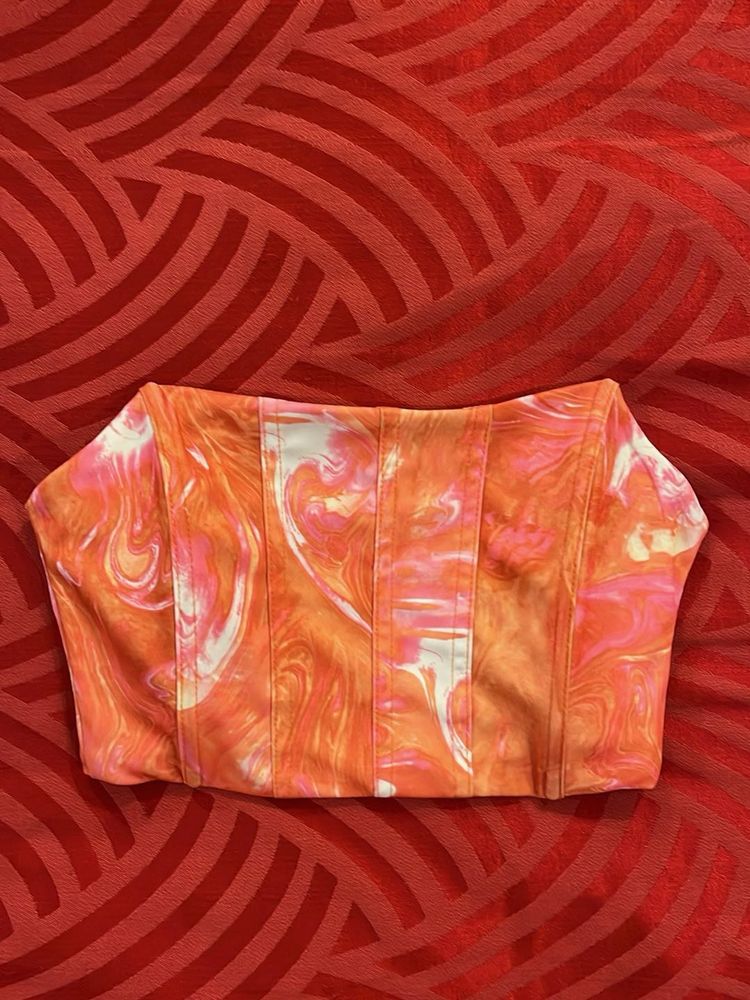 Orange Swirl Corset Top