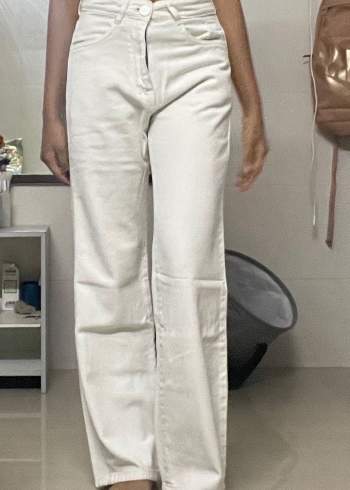 White wide leg jeans