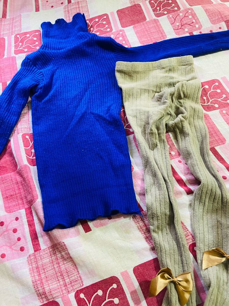 Blue Turtleneck &amp; Tights Set (FREE)