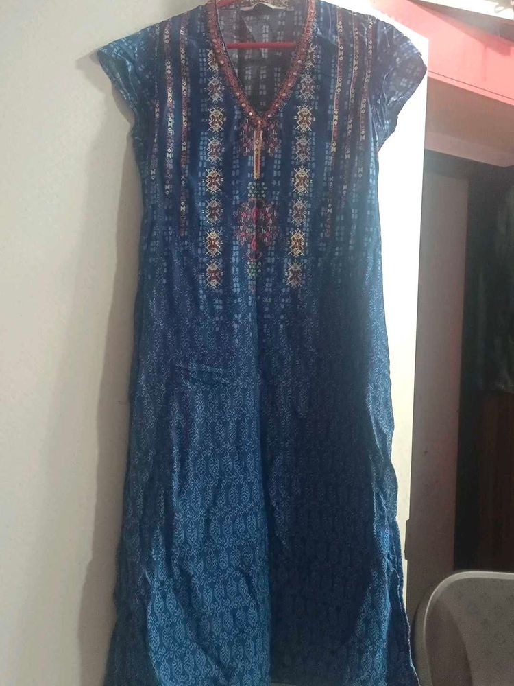 Biba Blue Printed Dress