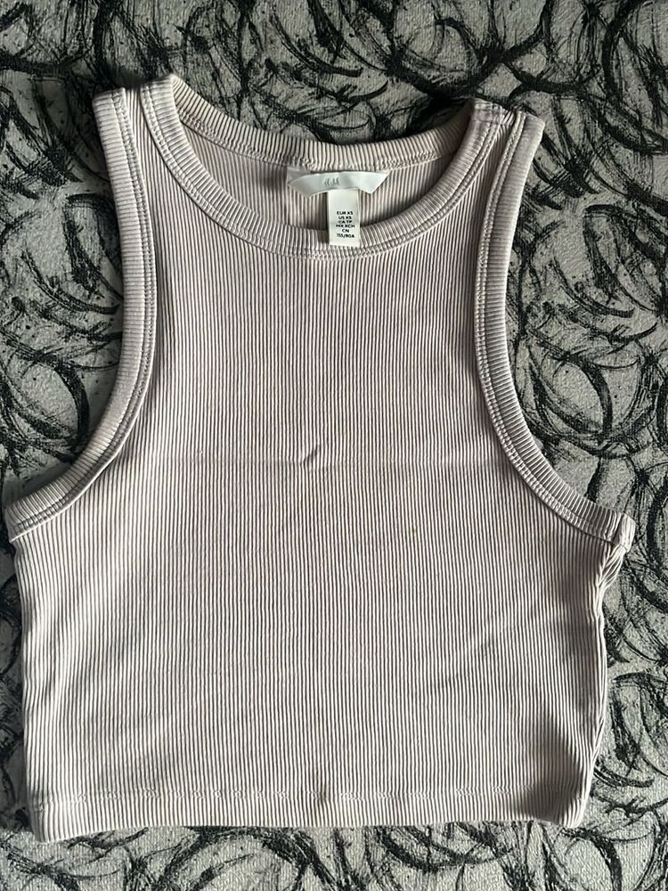H&amp;M Cropped Ribbed Tank Top