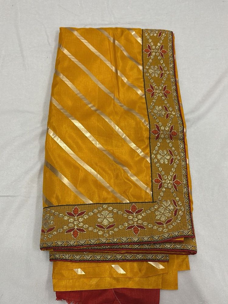 Elegant Yellow Striped Saree