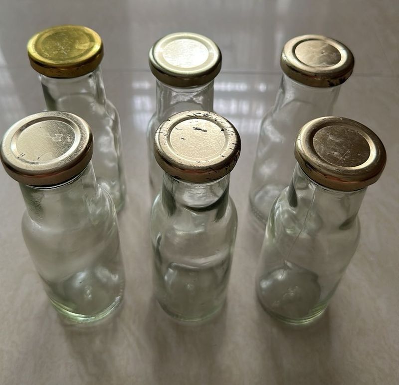 Set Of 6 Glass Bottles