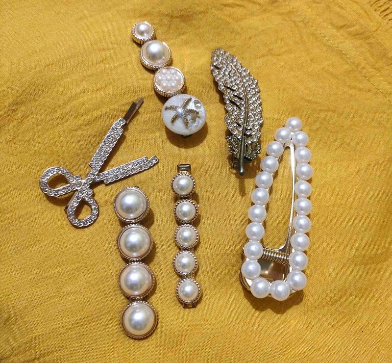 6 Pieces Korean Style Pearl Hair Clips