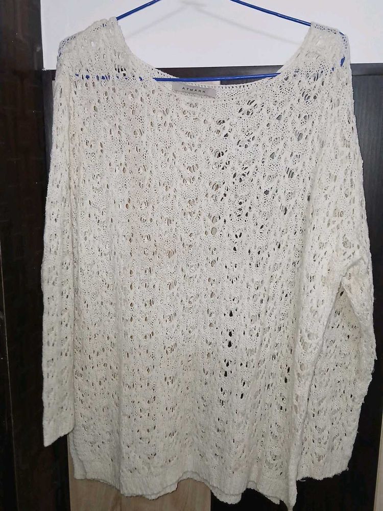 Beautiful Off White Crochet Trending Top