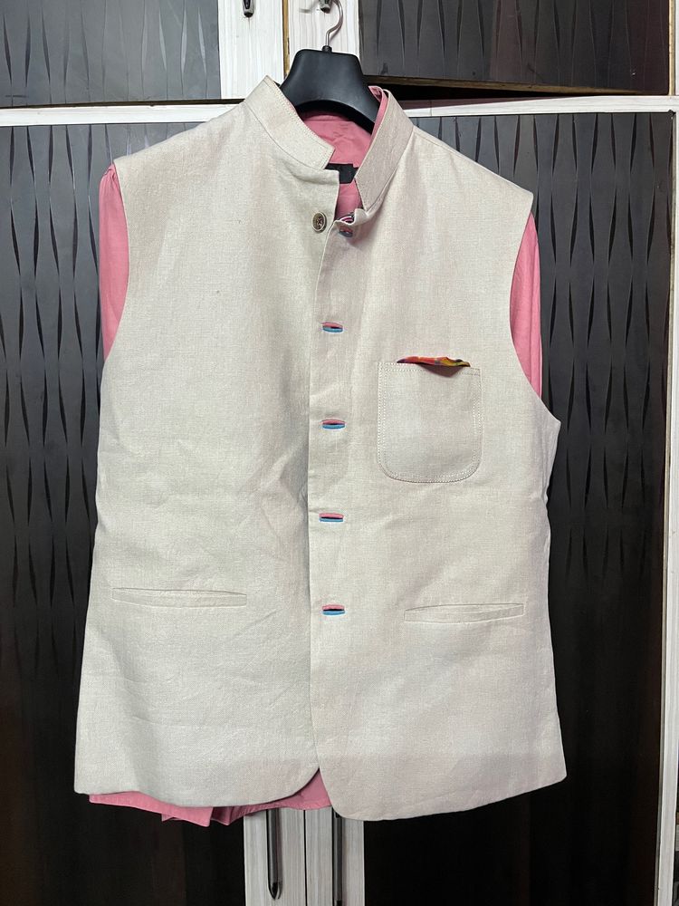 White Nd Pink Koti Dress