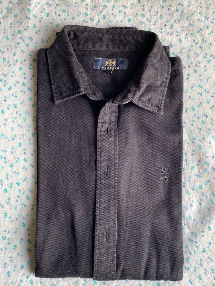 Redtape Black Denim Jeans Wash Casual Shirt