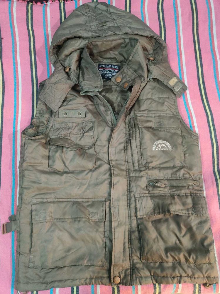 Vintage Hooded Padded Vest - Utility Style