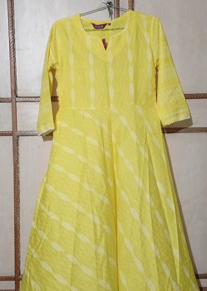 Yellow ikat Print Dress