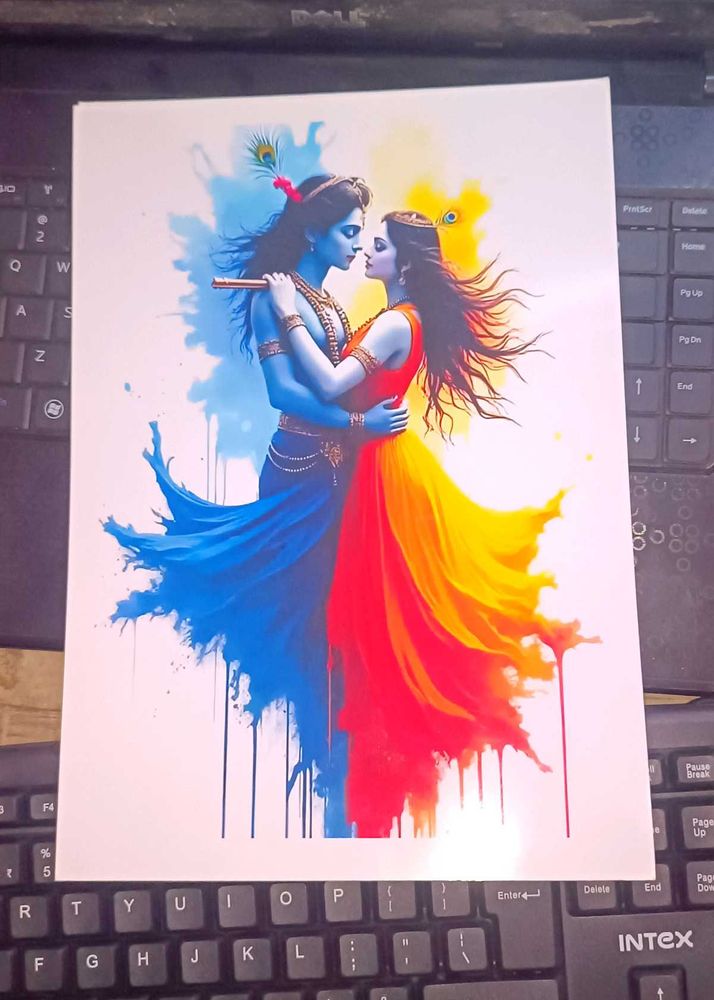 Radha Krishna Abstract Art Print