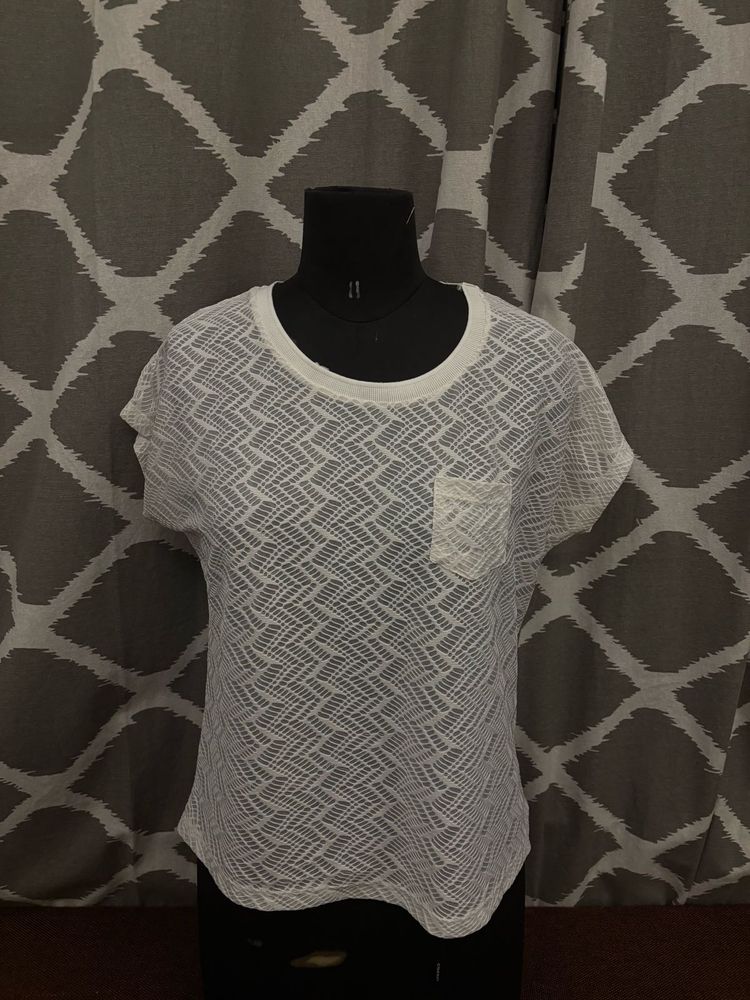 White Sheer Pocket Tee