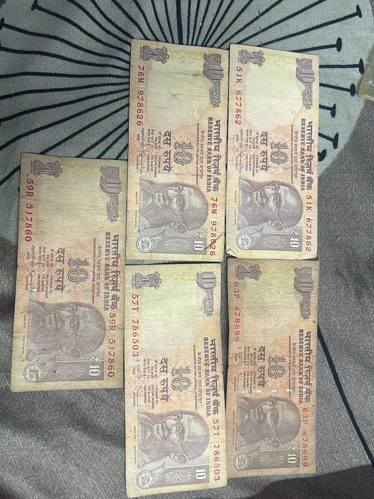 786!!! ₹10 Indian Rupee 5 Notes