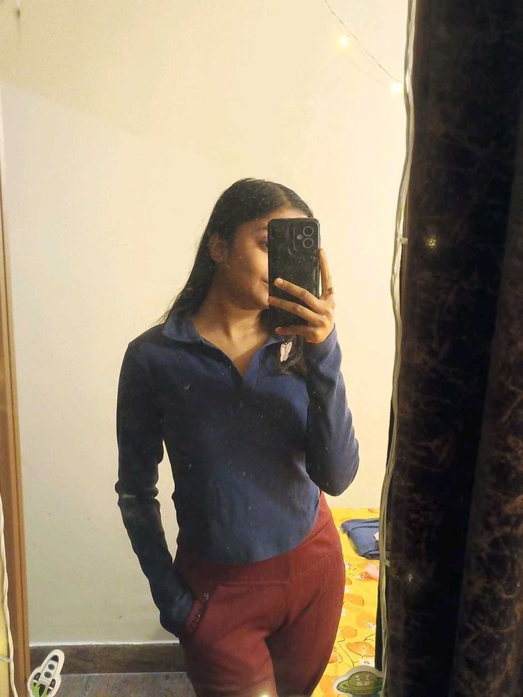 Casual Blue Long Sleeve Top