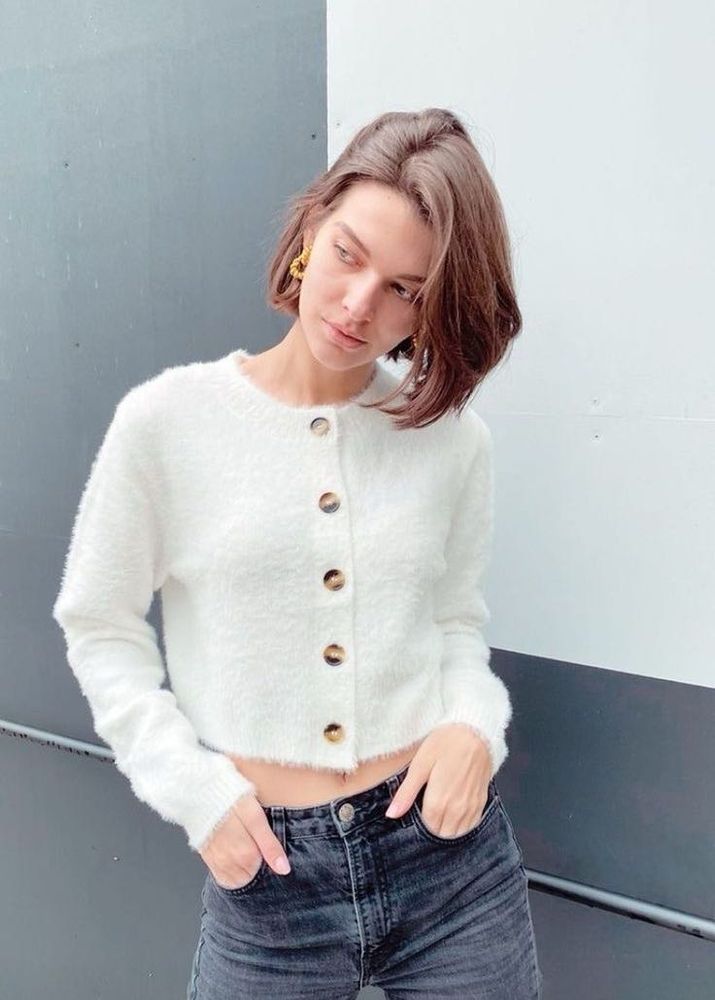 H&amp;M korean fluffy Pintresty🌸 cardigan
