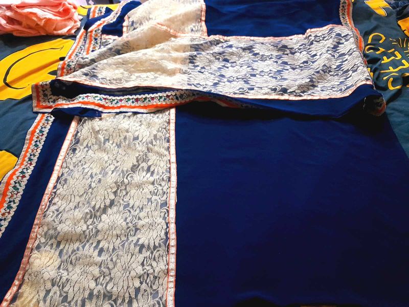 dark Navy Blue Saree For Women