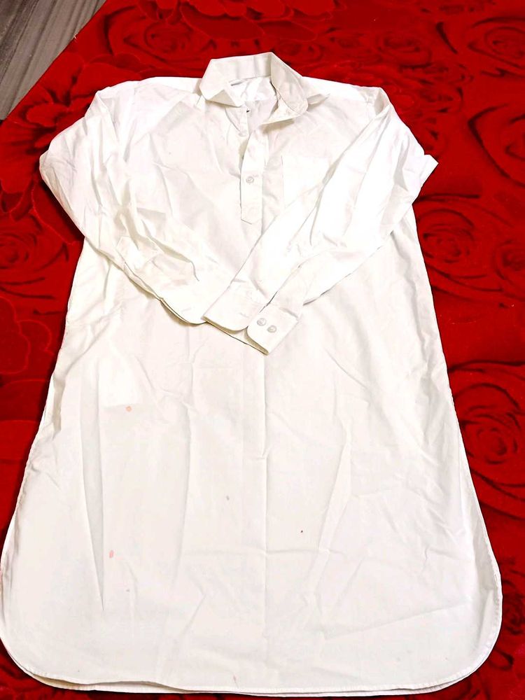 New White Cotton Kurta