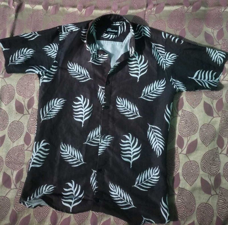 Leaf Print Casual Shirt