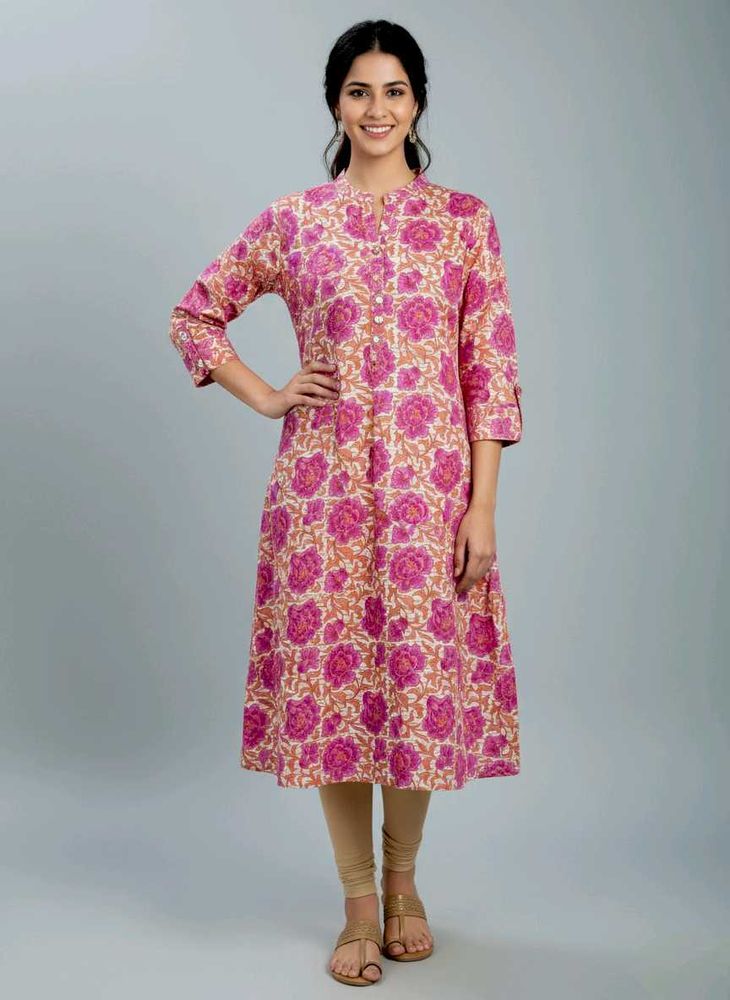 Floral Print A-Line Kurta