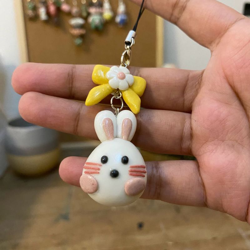 Bow Bunny Clay Charm