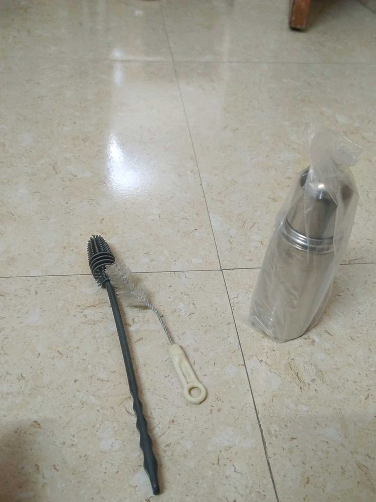Bottle Cleaning Brush And Steel Bottl