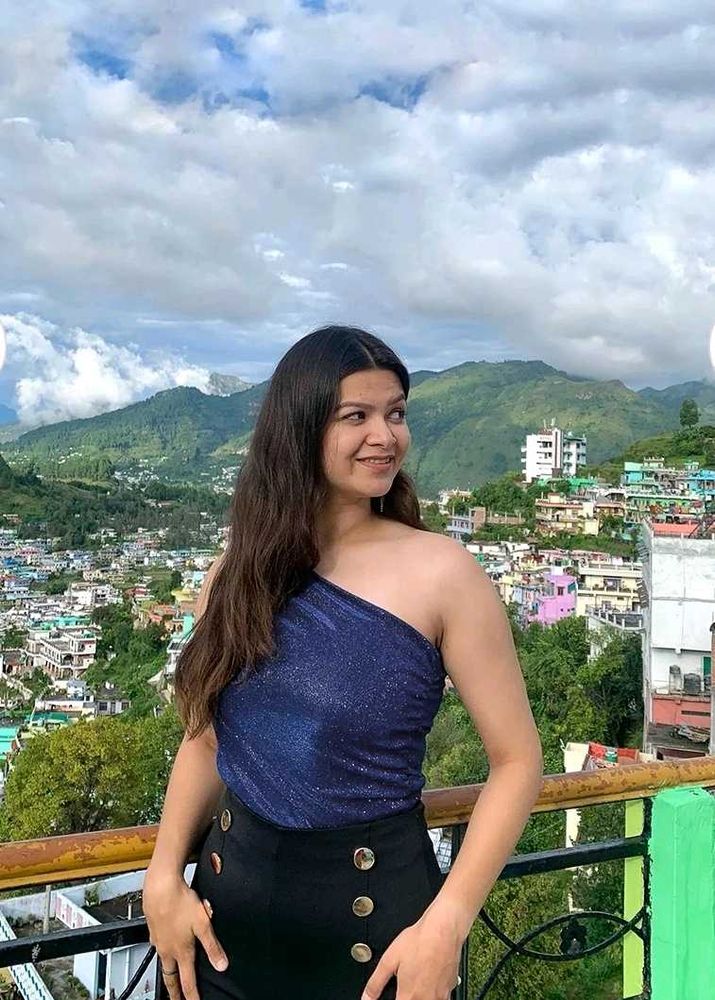 Blue One-Shoulder Top