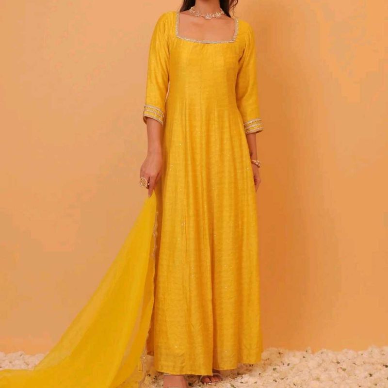 Elegant Yellow Ethnic Gown On Sale