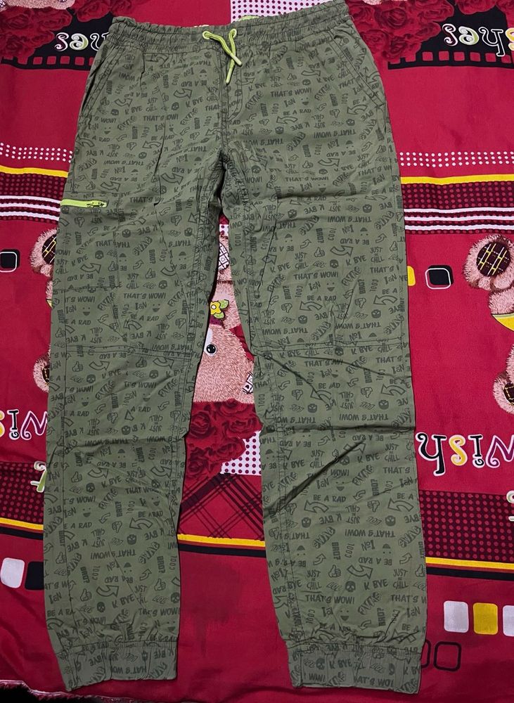 Olive Green Patterned Joggers unisex