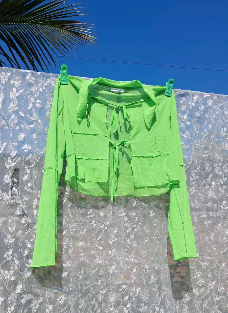 Sheer Lime Green Crop Top