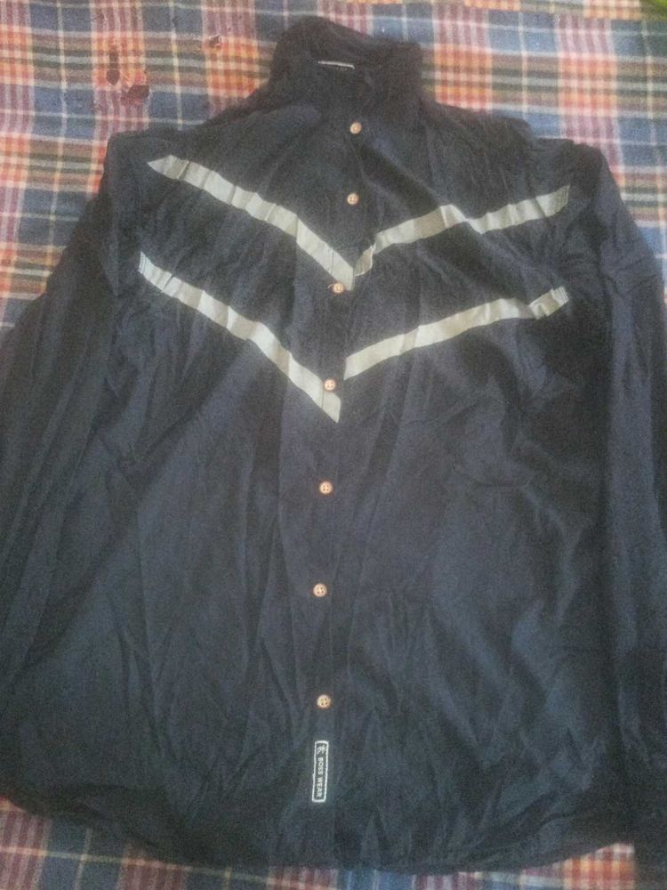 Vintage Reflective Stripe Button-Down