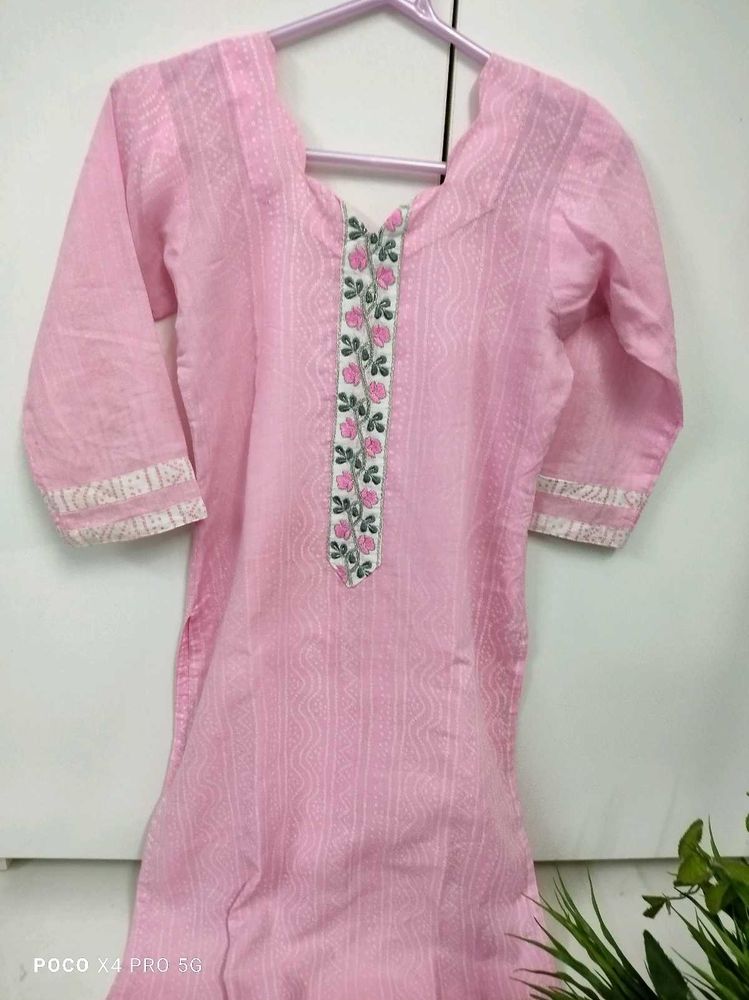 Pink Embroidered Kurta