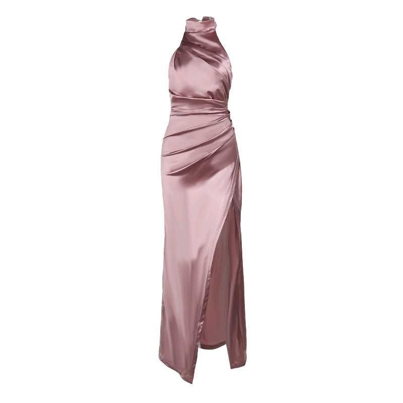 Elegant Satin Slit Dress