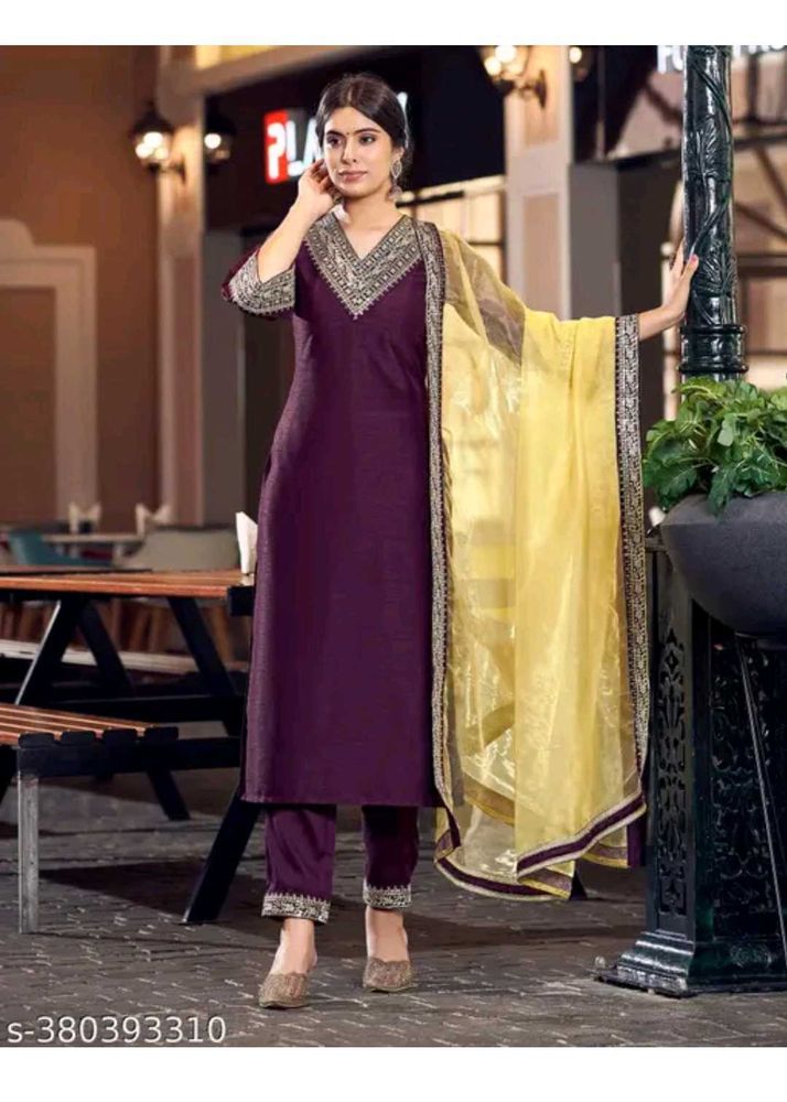 Elegant Purple Kurta Set &amp; Dupatta