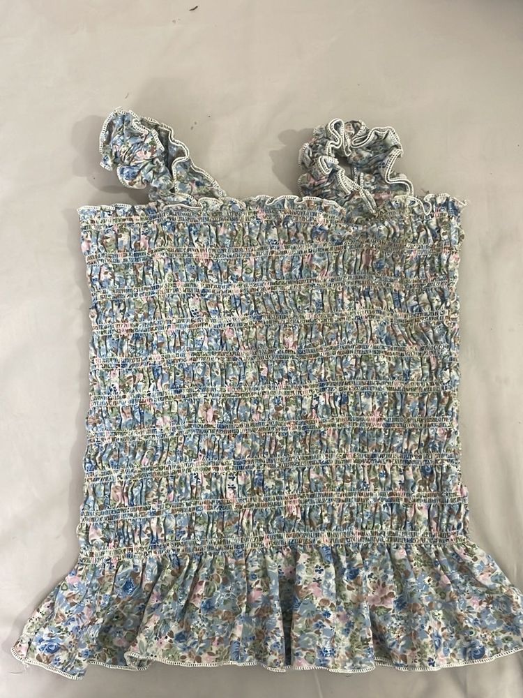 Floral Smocked Crop Top