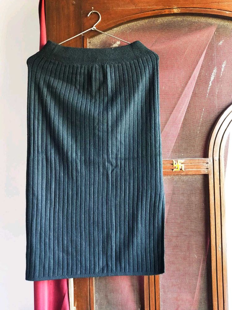Wool Knit Midi Skirt