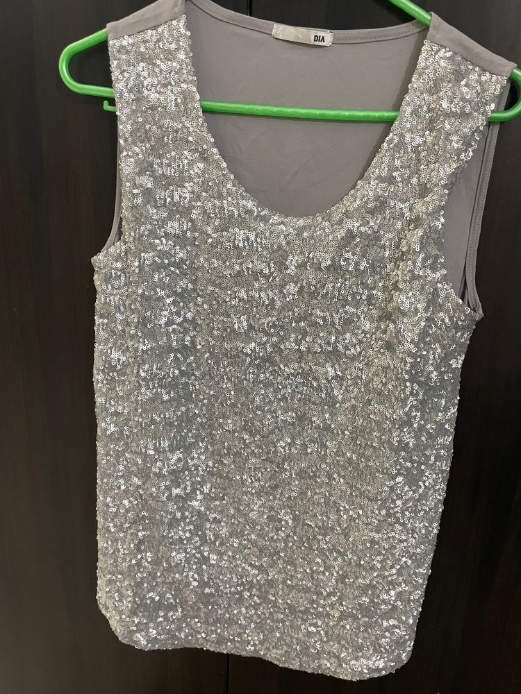 Embellished Silver Top