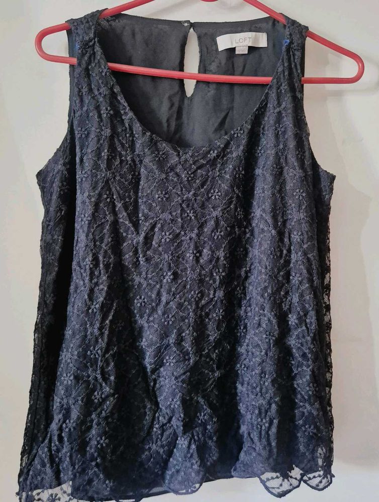 Elegant Black Lace Sleeveless Top – LOFT