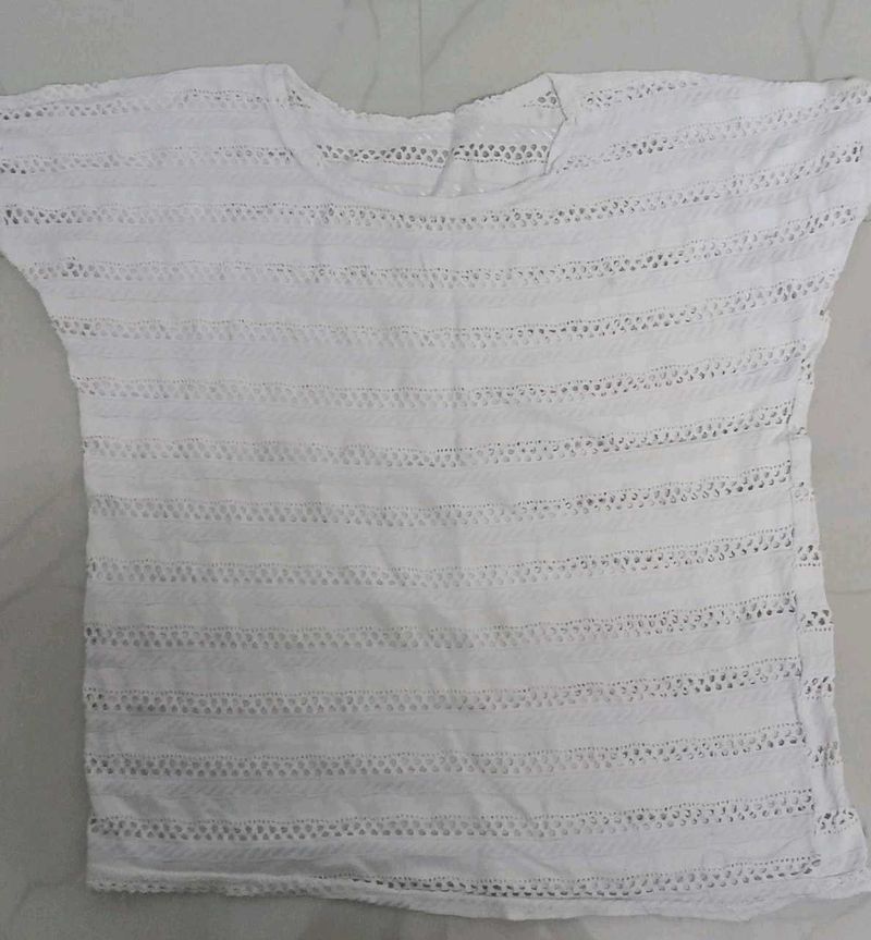 White Crochet Style Top