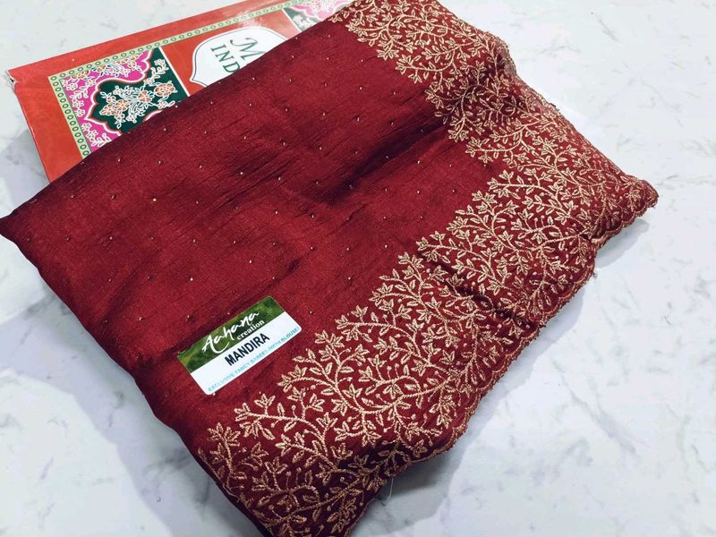 Elegant Maroon &amp; Gold Sari