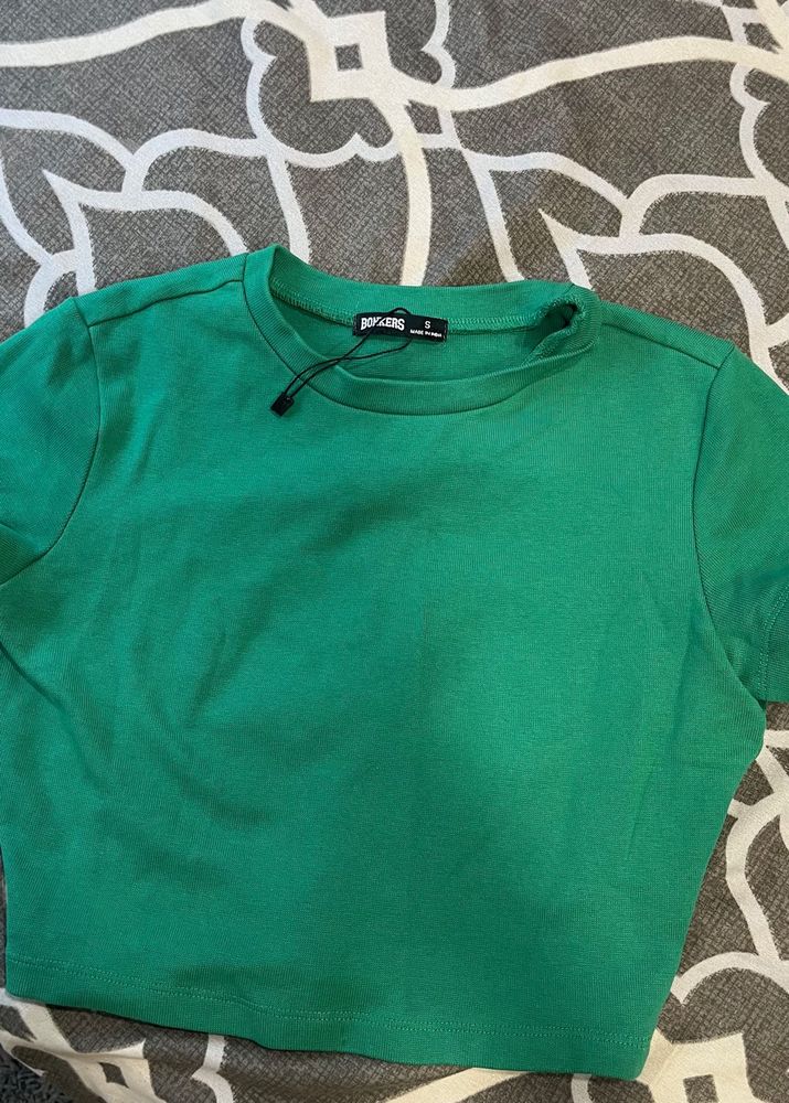 Bonkers Corner Green Ribbed Baby Tee