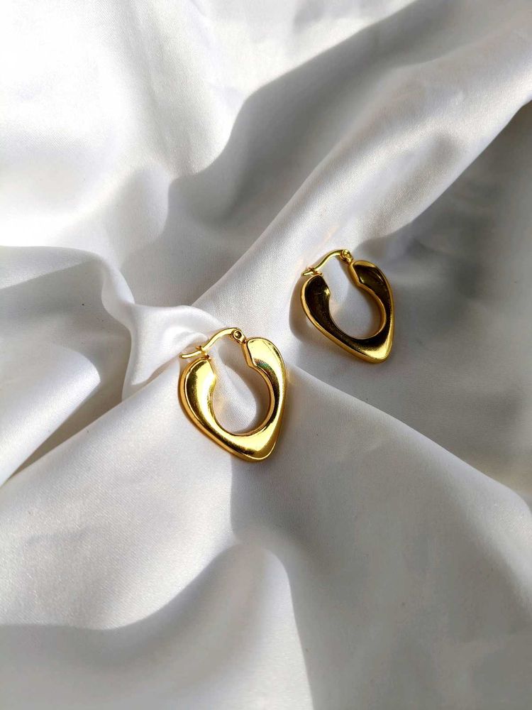 Gold Heart Hoop Earrings