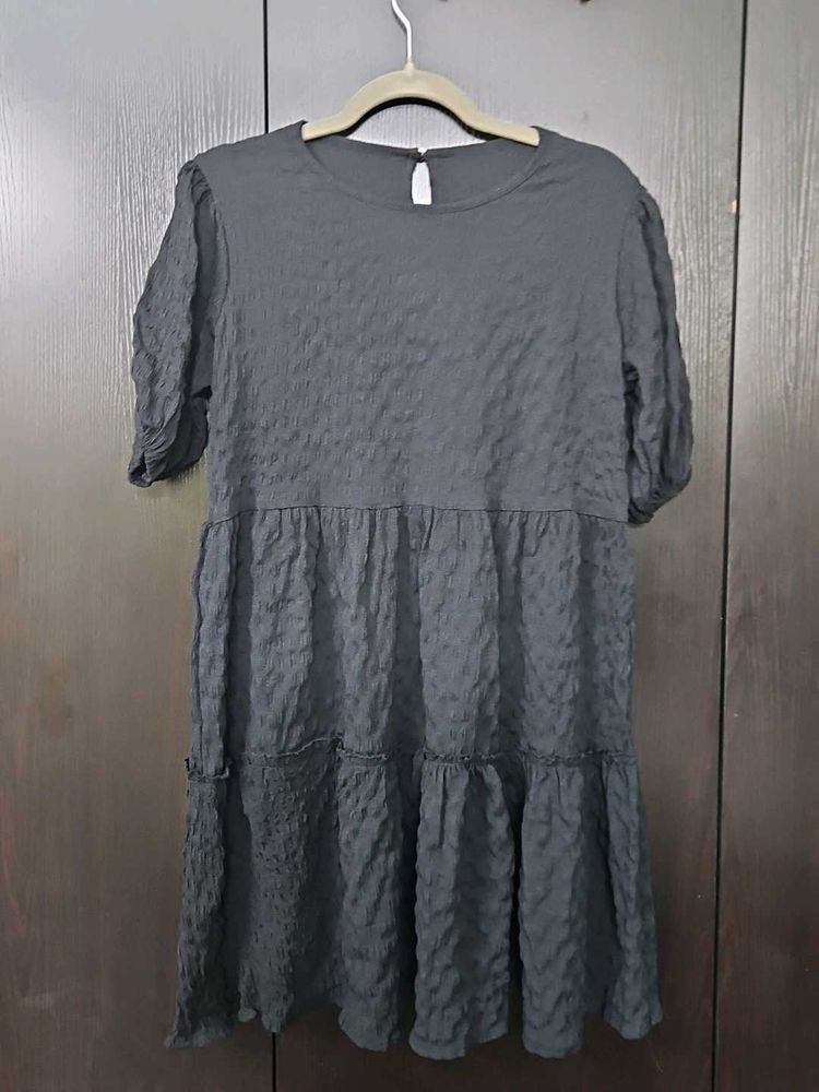 Black Textured Mini Dress