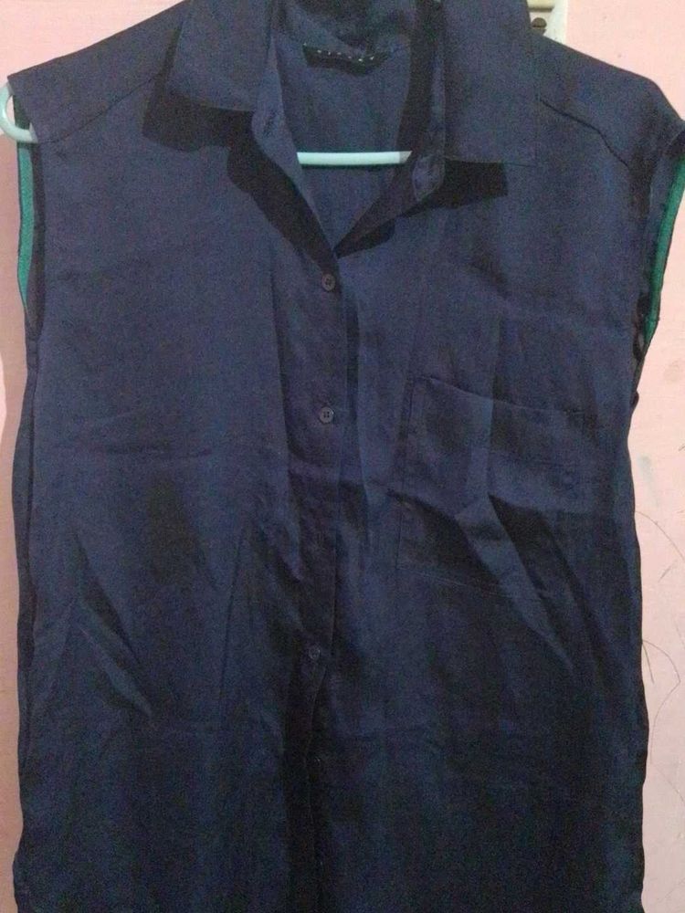 Sleeveless Silk Shirt