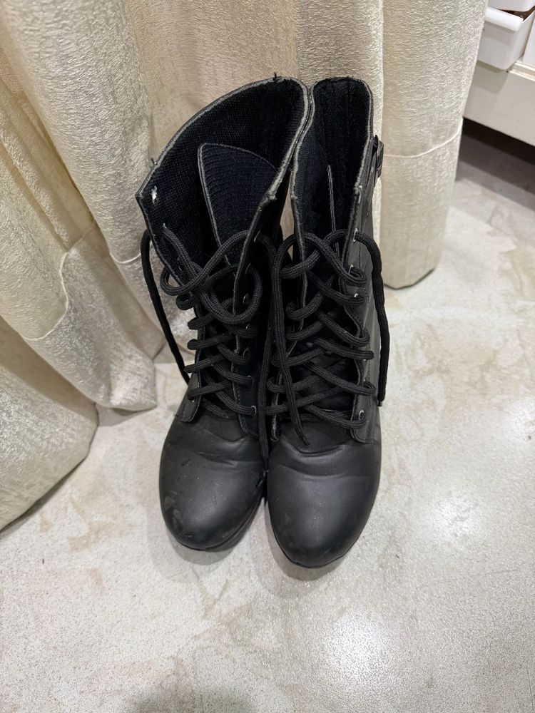 Black Lace-Up Ankle Boots